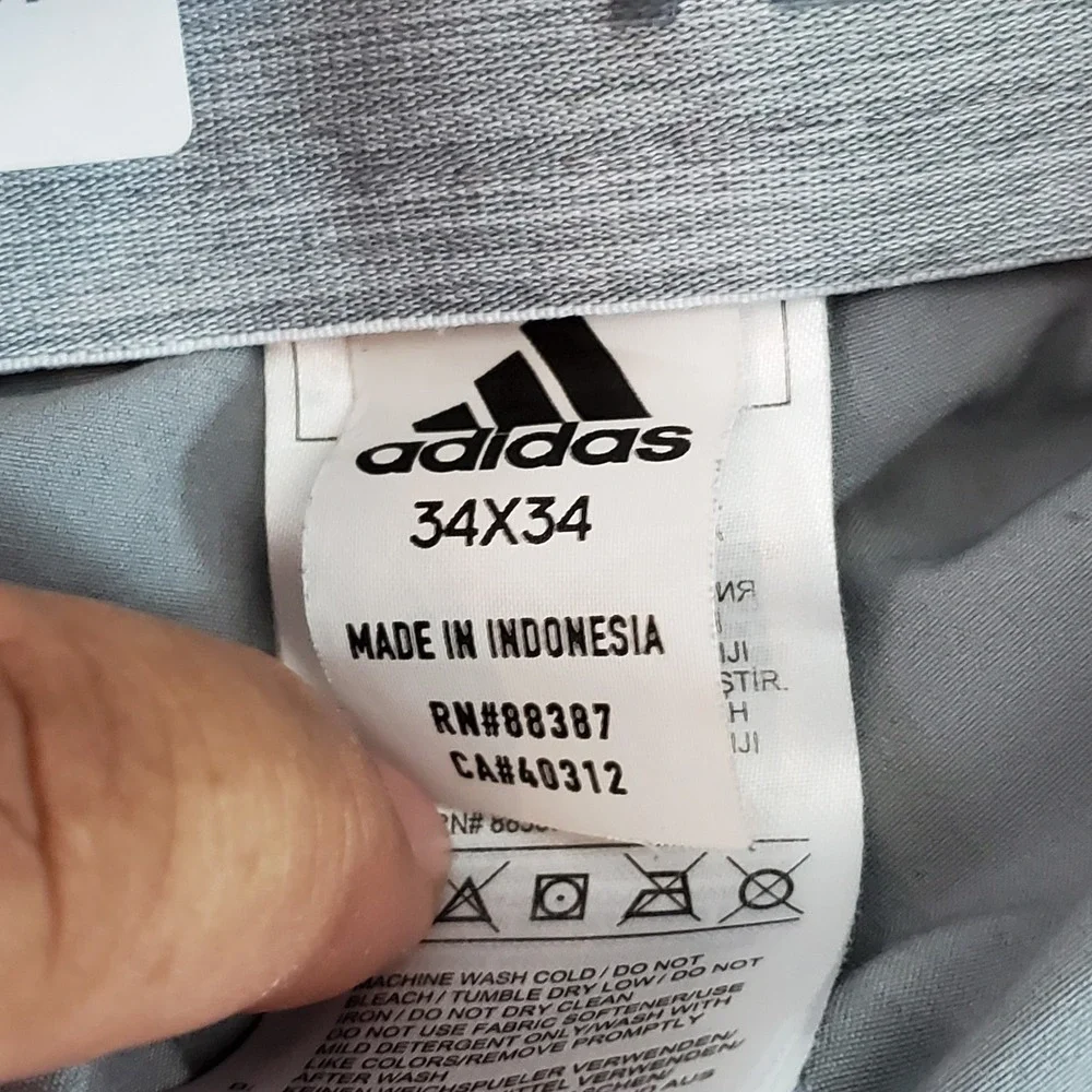 Adidas Men Activewear Pants 34X34 Gray Khakis Logo 32